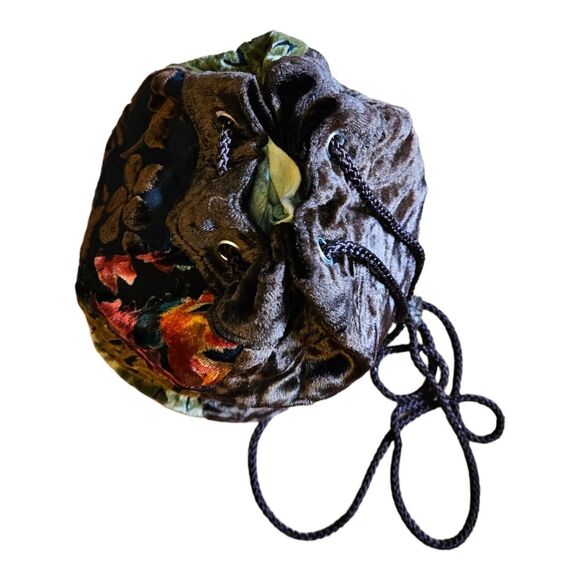 Brown & Orange Patchwork Velour Backpack / sack